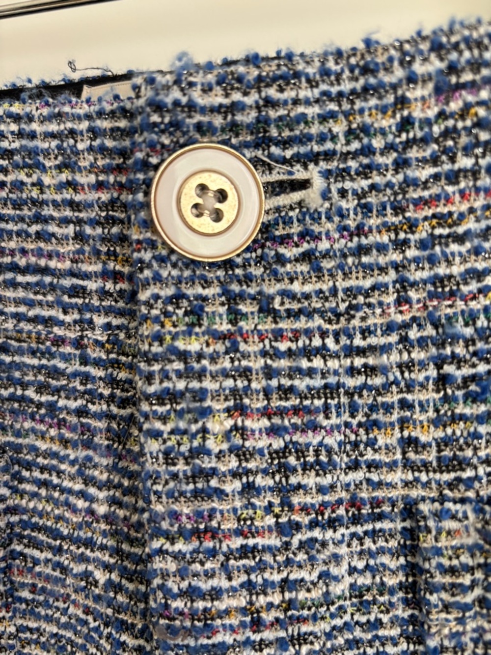 Maeve Anthropologie The Colette Tweed Crop Wide-Leg Pants Blue Sparkle Size 27 - Picture 4 of 13